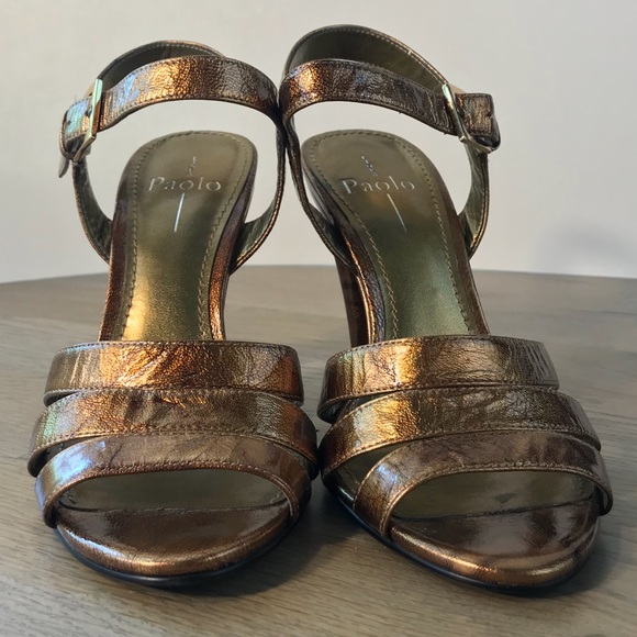 Linea Paolo Bronze Patent Strappy Sandals - Size 8 - Picture 2 of 7